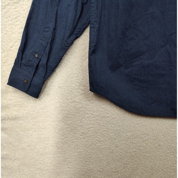 Old Navy Men Shirt Large Blue Cotton Blend Long Sleeve Button Down Regular Fit - Picture 13 of 16